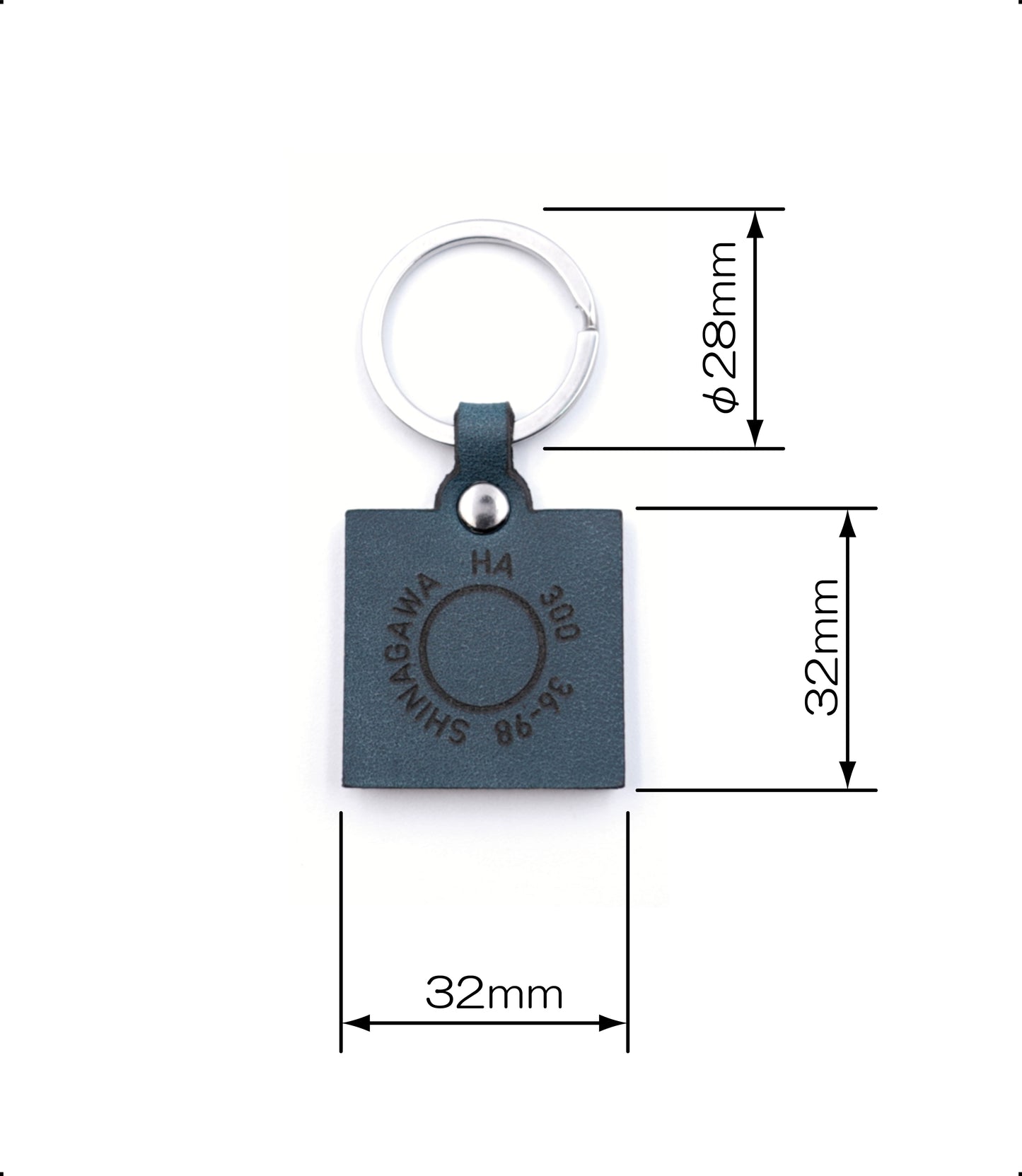 Small engraved square keychain (blue)
