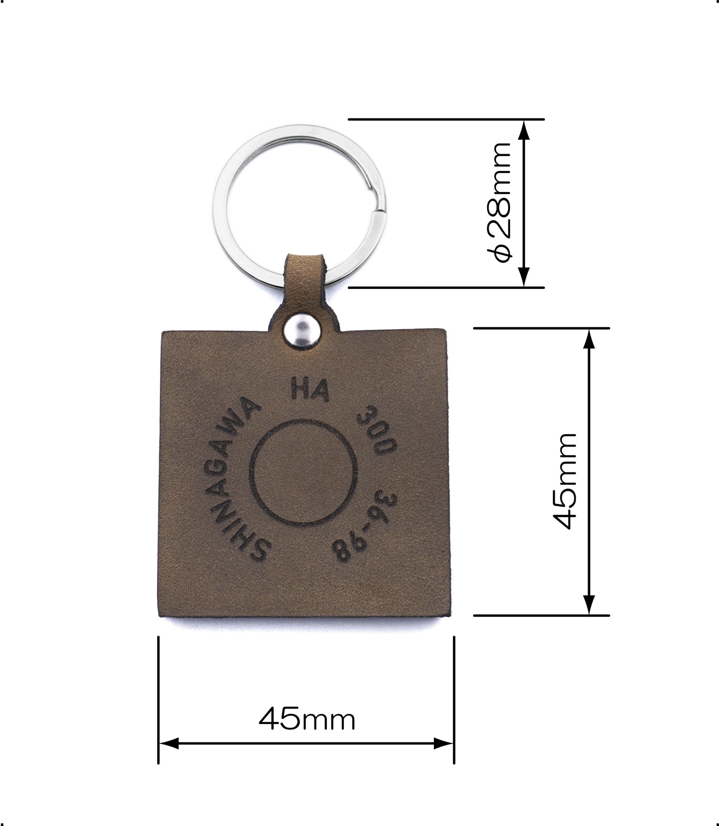 Large engraved square keychain (brown)