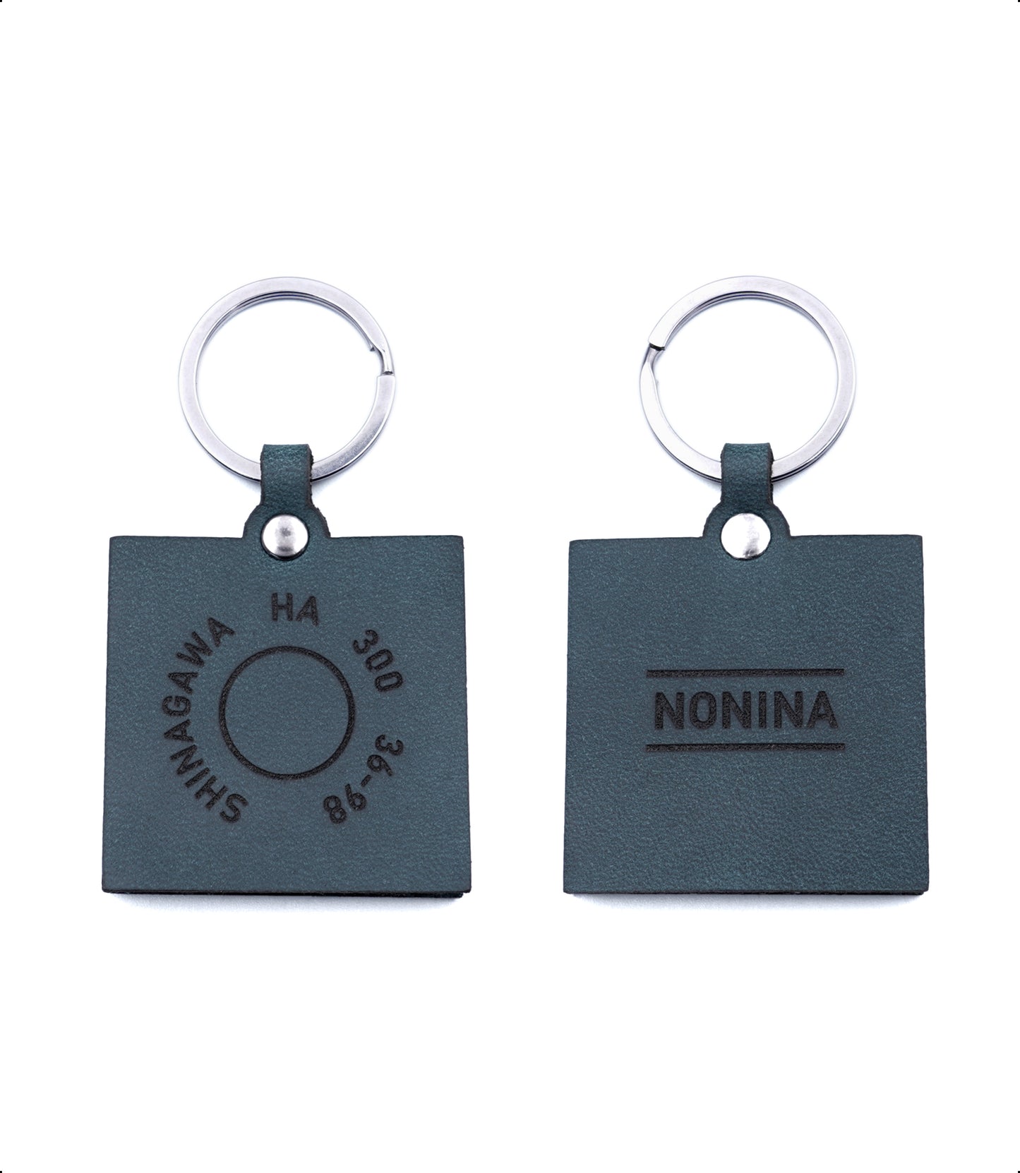 Large engraved square keychain (blue)