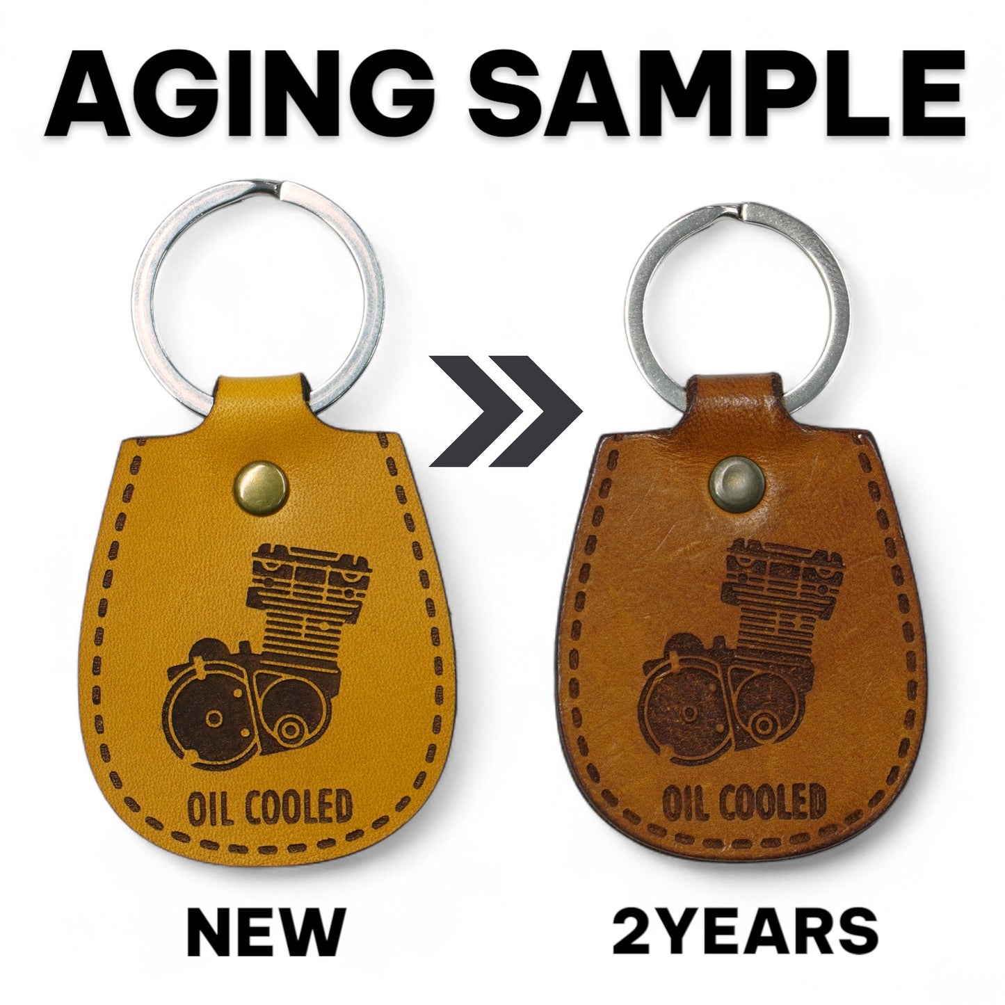 R80 R100GS R1150GS R1100R 向け BMW BOXER キーホルダー 本革 エイジング見本 経年変化を楽しめる高級レザー