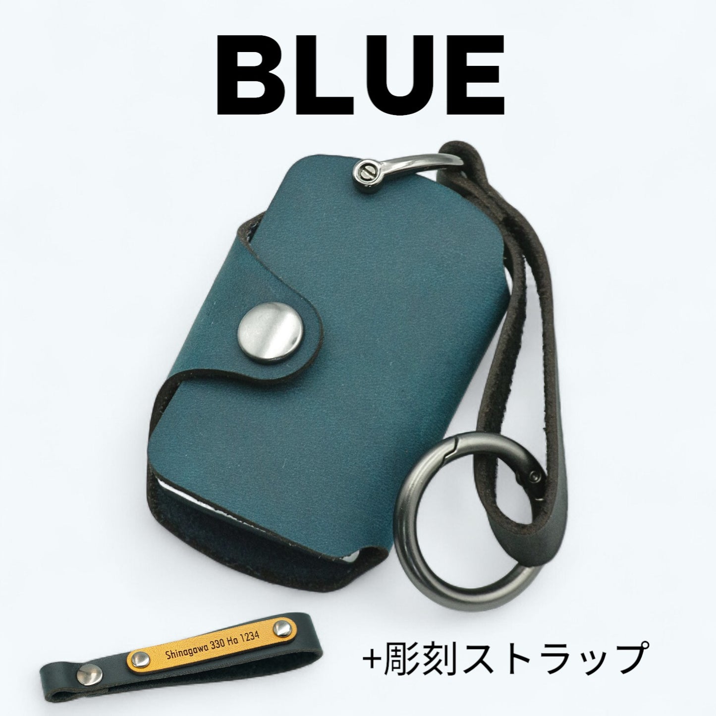 MAZDA CX-3・MAZDA2・CX-80対応の青レザーキーケース。ギフトに最適で、リレーアタック防止機能も搭載