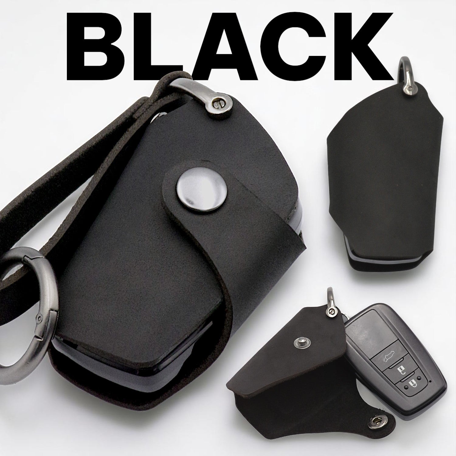 CH-R10系,RAV4,クラウン２２０系にあう本革キーカバー（BLACK）色々な角度の画像