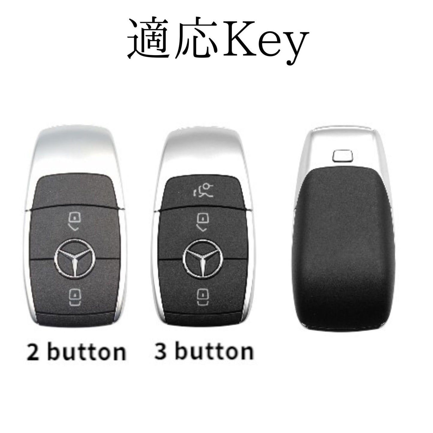 GLB・GLE・EQB・Bクラス・CLA・GLSなどに対応した2ボタン・3ボタンタイプのベンツ純正キー。専用レザーケース対応モデル。