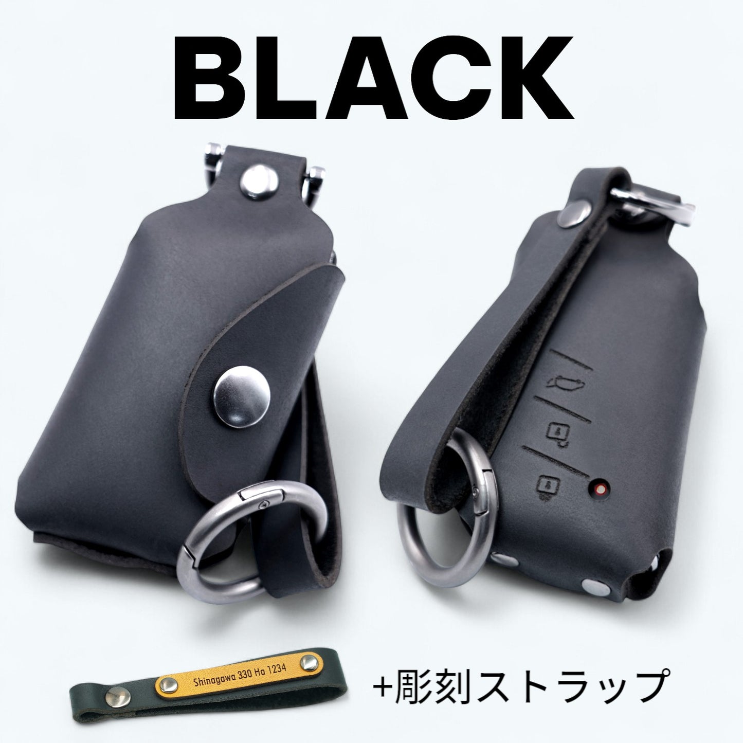 レクサス  GX550 / LM500h / LC500  に対応したブラックのスマートキーケース（彫刻ストラップ付き）