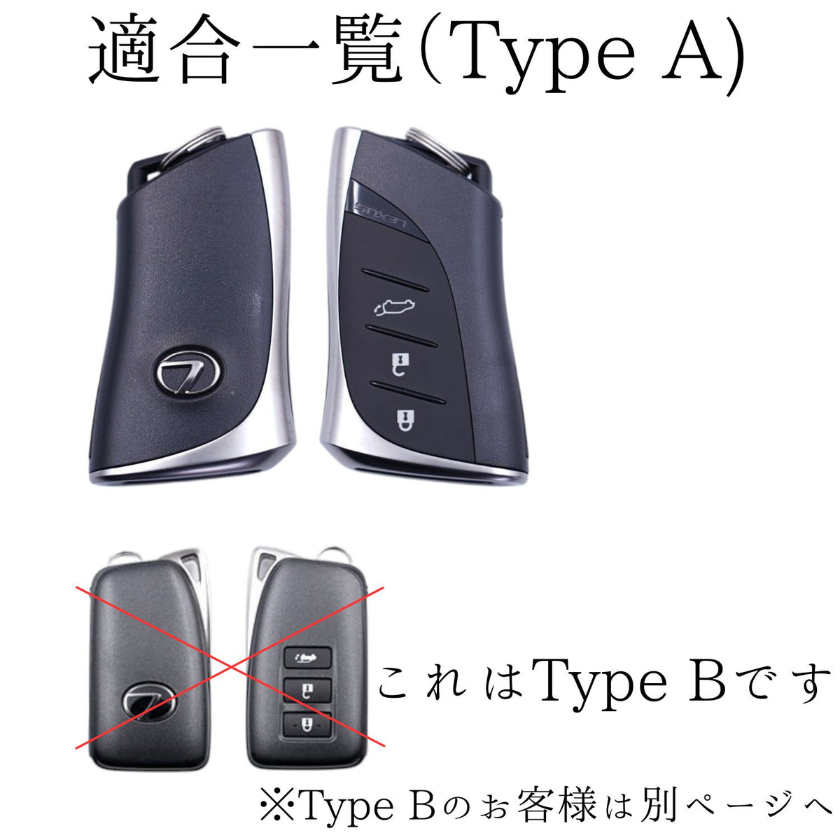 レクサス　GX550 / LM500h / LC500 対応キーの形状（対応キータイプの確認用）