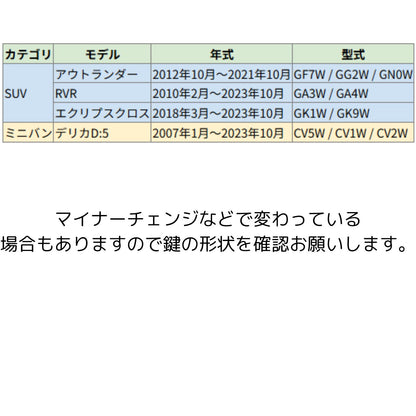 デリカD:5・エクリプスクロス・RVR対応の三菱スマートキーケース。対応年式と注意事項をご確認ください