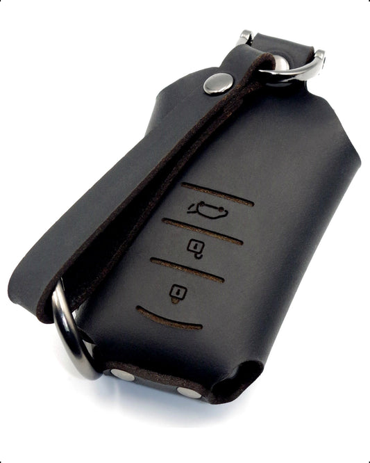 プリウス / ランドクルーザー / ヤリスクロス に対応。TOYOTAスマートキー用レザーキーカバー（ブラック・彫刻なし）