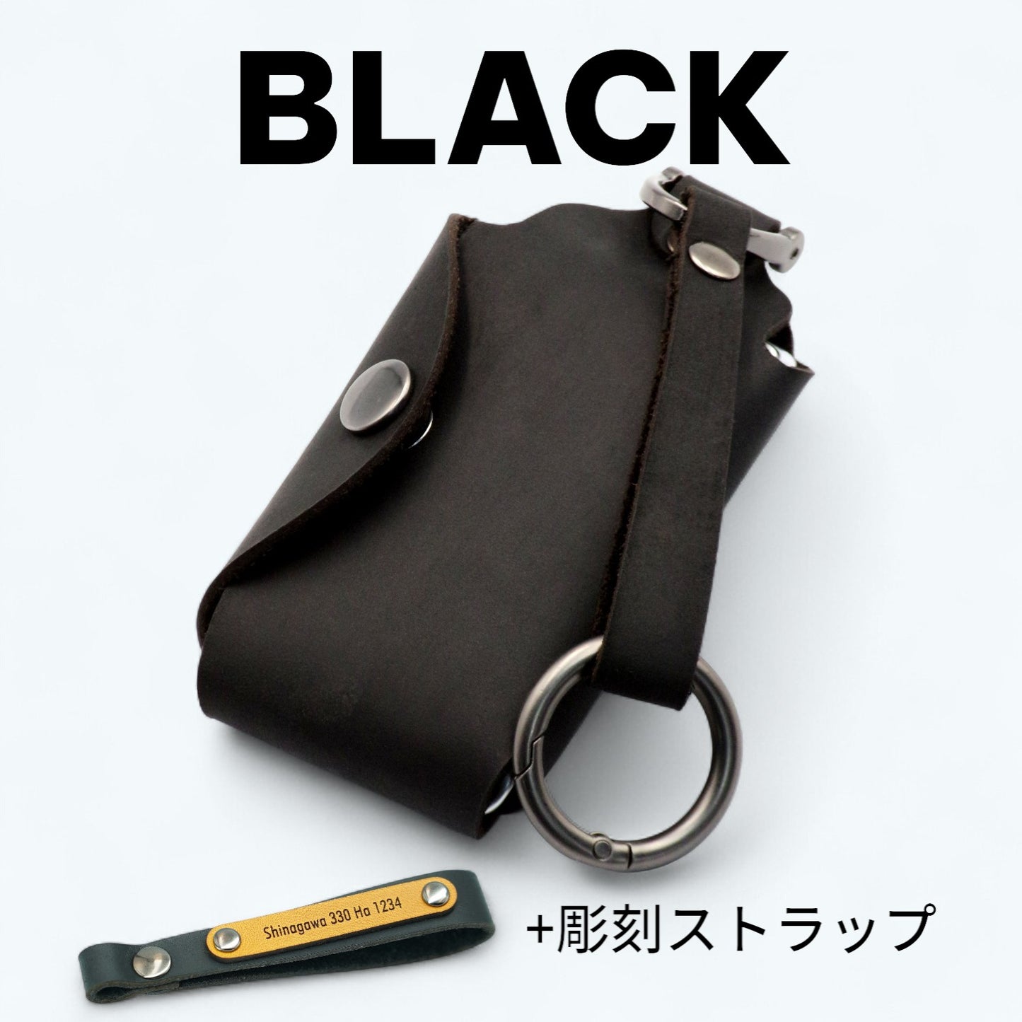 ルノー カングー、ルーテシア、クリオ、キャプチャー対応のスマートキーケース（黒）彫刻ストラップ付き。ギフトや記念品にもおすすめ