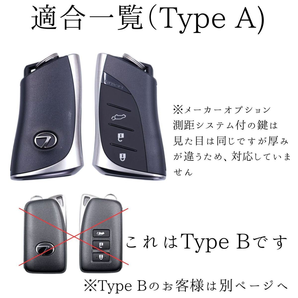 レクサス　GX550 / LM500h / LC500 対応キーの形状（対応キータイプの確認用）
