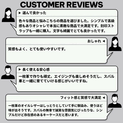 スバル レガシィ・フォレスター・XV対応のキーケース。デザイン性やフィット感、素材の質感など、実際の購入者による満足度の高いレビューを掲載した画像。