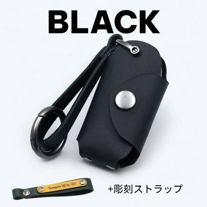 スズキ ハスラー スペーシア ワゴンR 対応 スマートキーケース 黒レザー 彫刻ストラップ付き