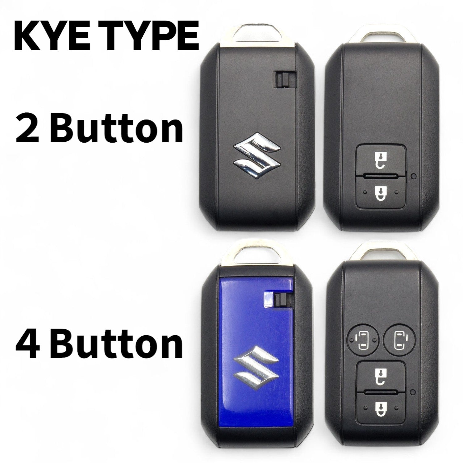 スズキ車のスマートキータイプ一覧。2ボタン・4ボタン両方の形状に対応したキーケース。