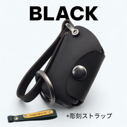 トヨタ アルファード / ヴェルファイア / エスティマ　本革レザー製スマートキーケース（ブラック）彫刻ストラップ付きでプレゼントやギフトにも最適