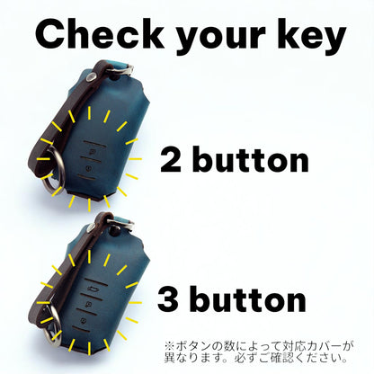 TOYOTAスマートキー対応キーケース。プリウス50系、RAV4、カローラに対応。2ボタンと3ボタンでカバー形状が異なるため、ご注文前にご確認ください。